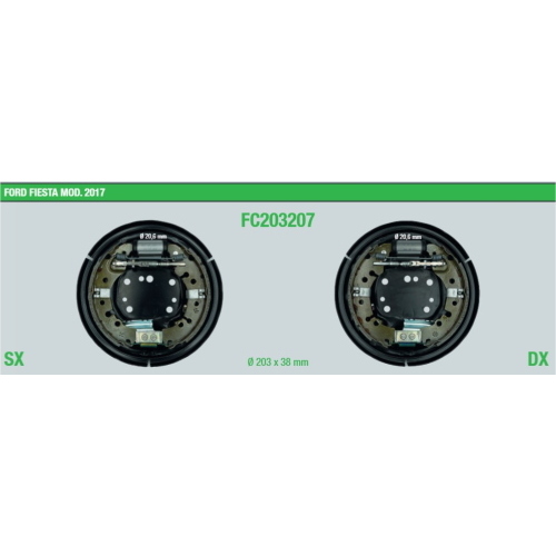 KIT FRENO COMPLETO SX/DX  FIESTA 17>  203.2X38 - CIL. 20.6