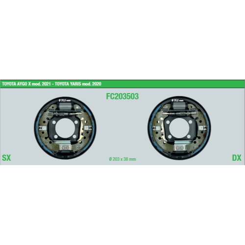 KIT FRENO COMPLETO SX/DX YARIS 2020> 203.2X38 - CIL. 20.6
