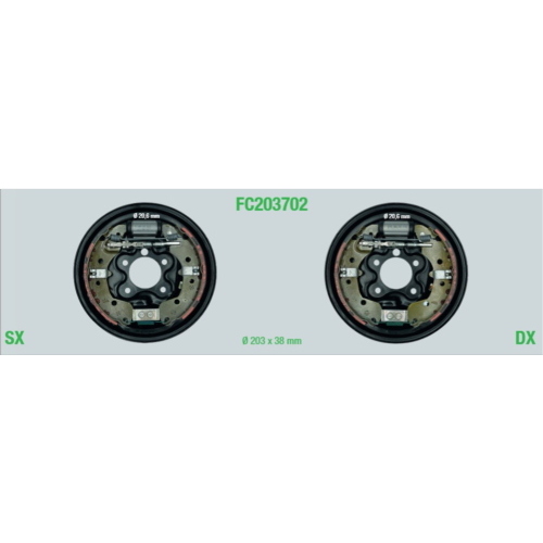 KIT FRENO COMPLETO SX/DX POLO 17> Ø 203X38 - CIL. 20.6 